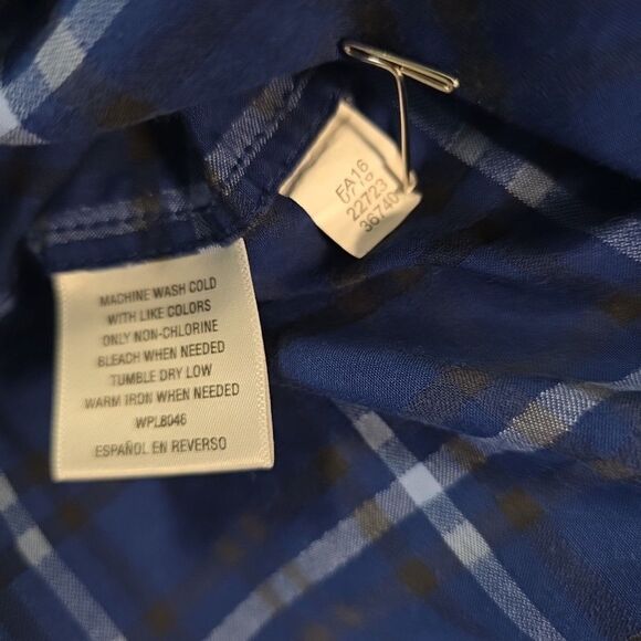 Tasso Elba Men's Shirt 100% Cotton XL 17-17.5 Long Sleeve Plaid Flip Cuff NWOT - Picture 7 of 8